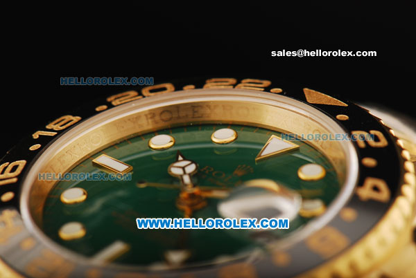 Rolex GMT Master Automatic Movement Full Gold with Green Dial and Ceramic Bezel - Click Image to Close